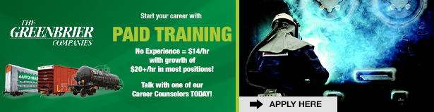 Start your career with paid training at The Greenbrier Companies - Apply Here
